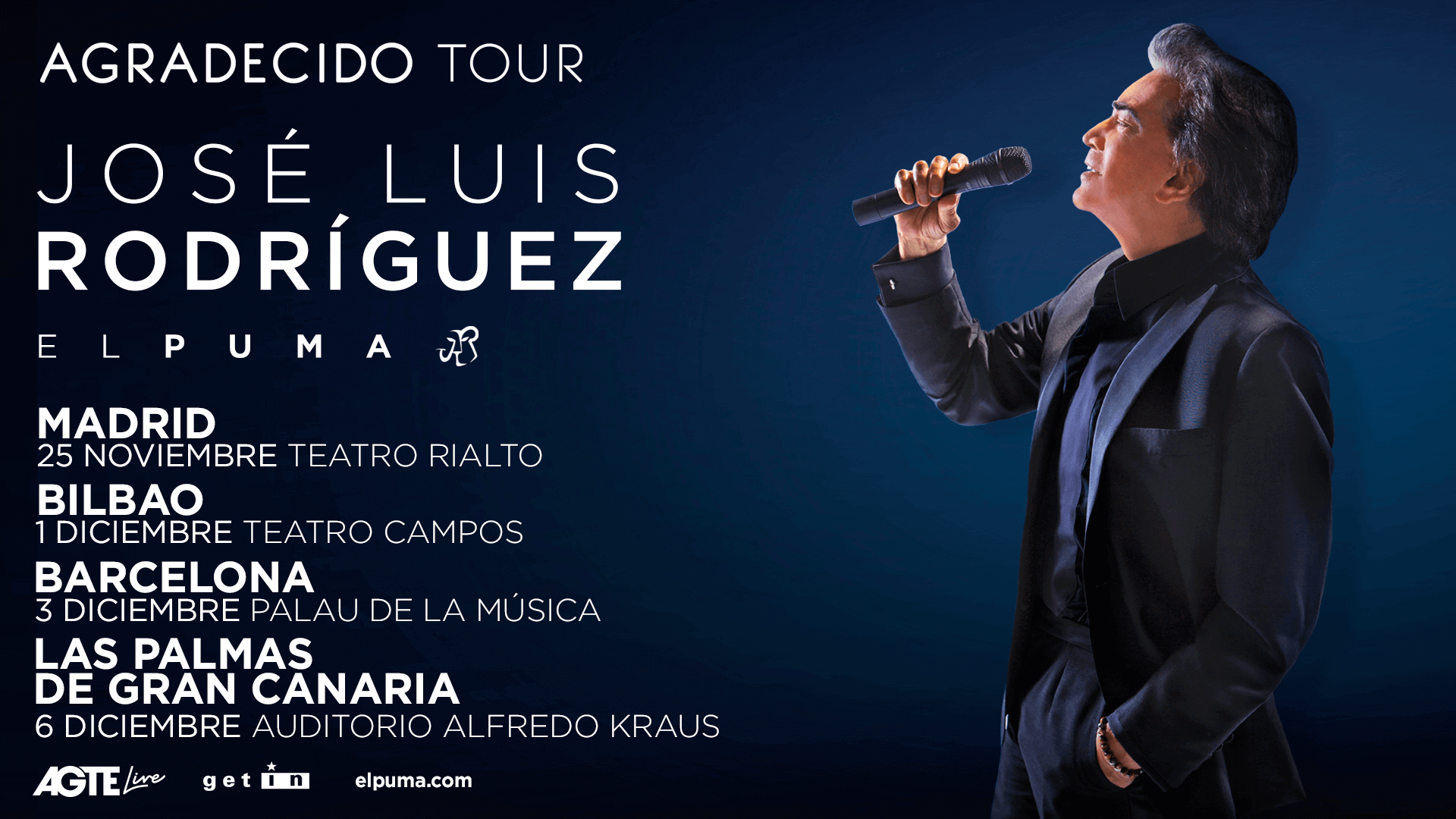 José Luis Rodríguez "El en concierto en Madrid, Barcelona, Bilbao y Las Palmas Gran Canaria - El Puma | Jose Luis Rodriguez